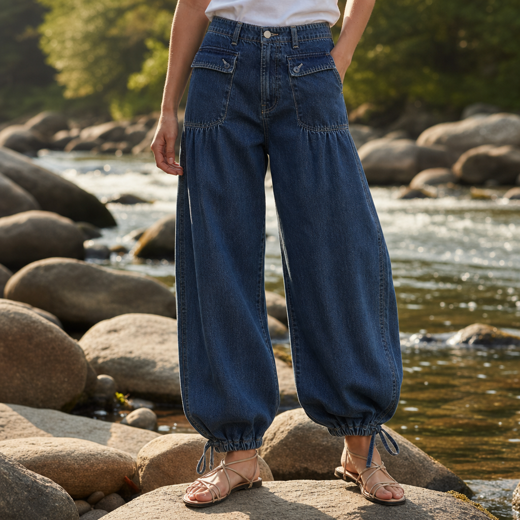 Ostuni Denim Balloon Pants in Dark Blue