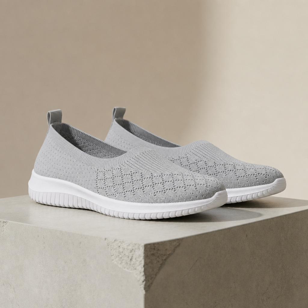 Caldamo Knit Mesh Slip-On Sneakers in Gray