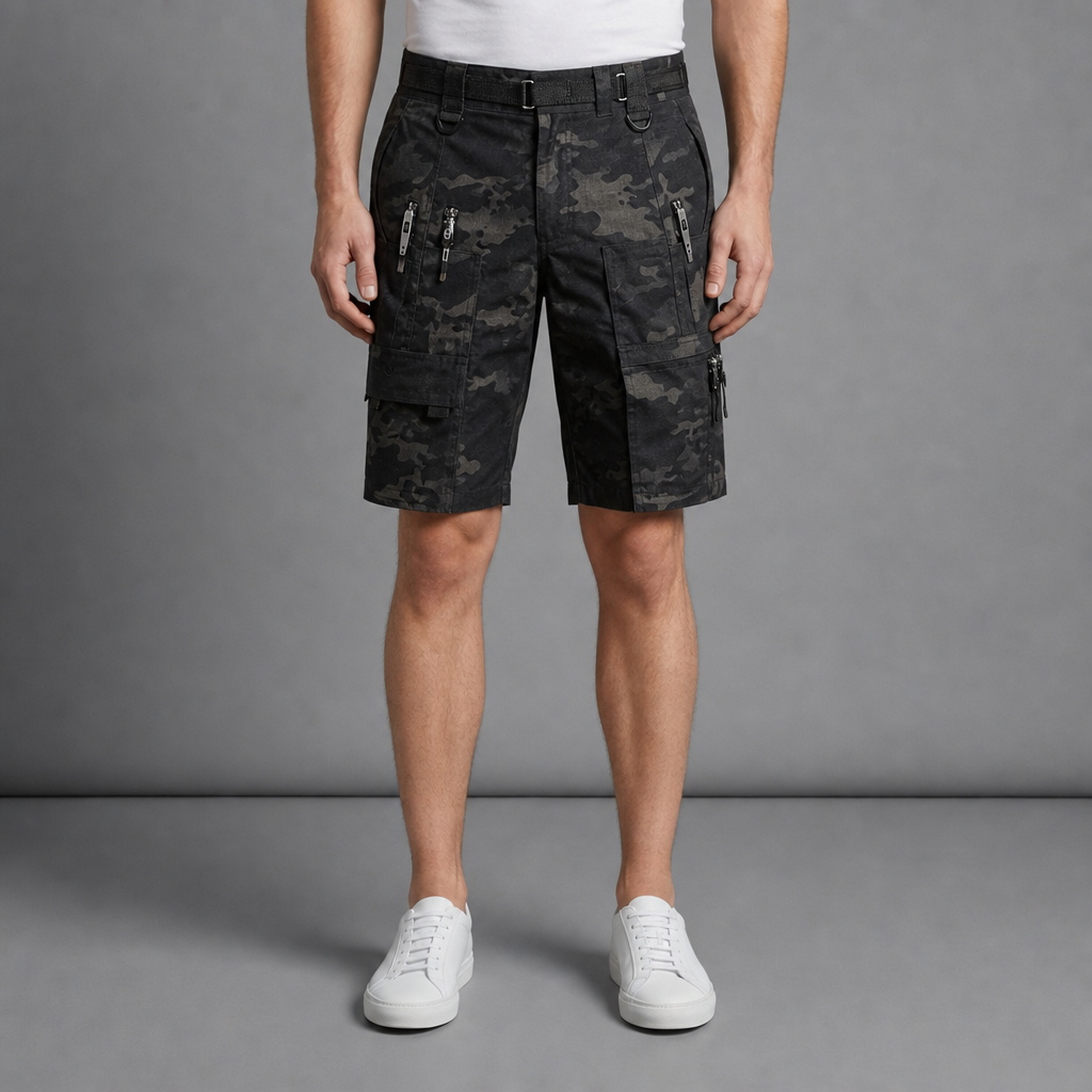 Vellara Tactical Camo Cargo Shorts in Gray
