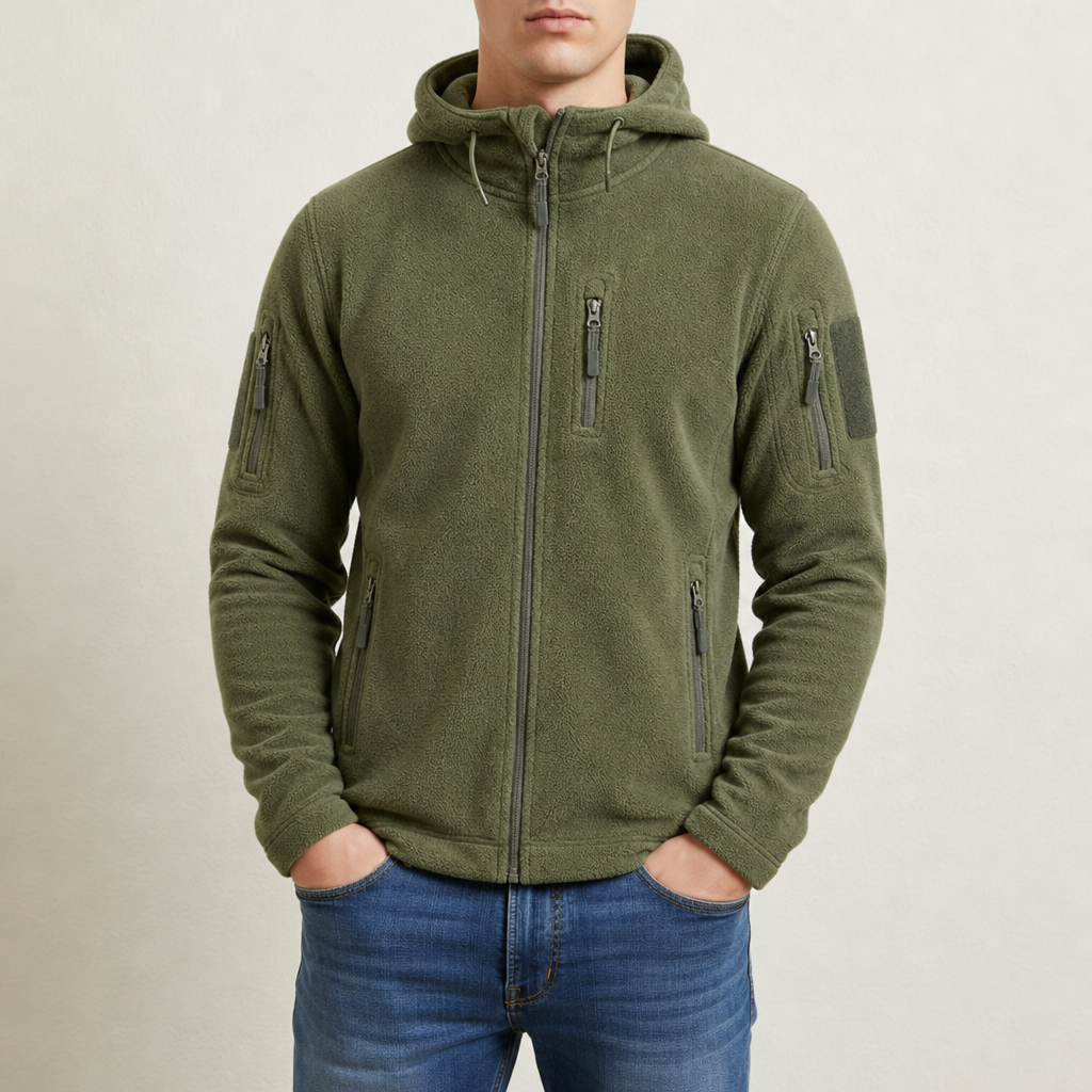 Tinos Tactical Fleece Hoodie Jacket in Olive Green