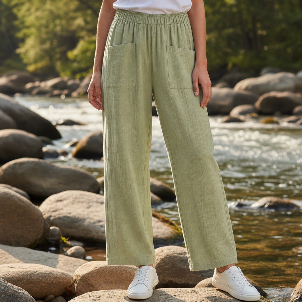 Ascoli Relaxed Linen Pants in Green