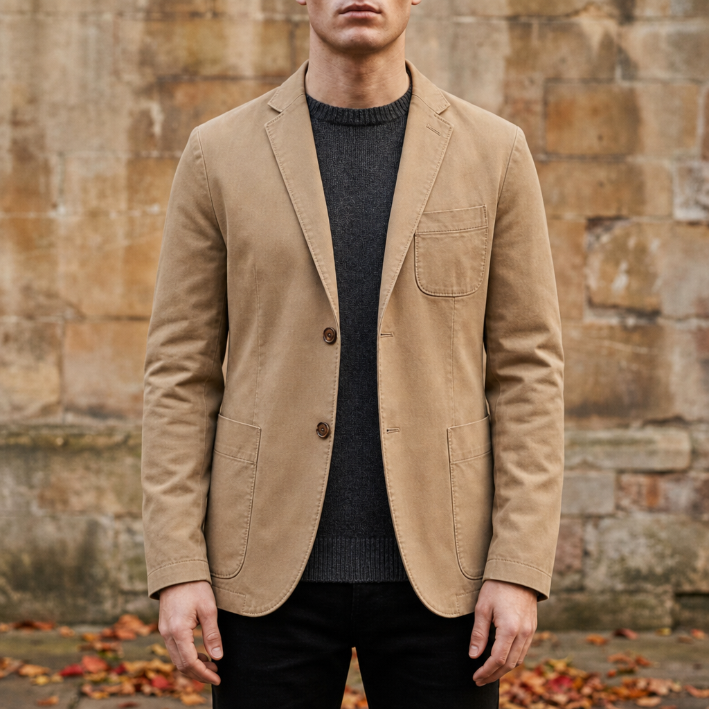 Oviedo Cotton Twill Blazer in Khaki