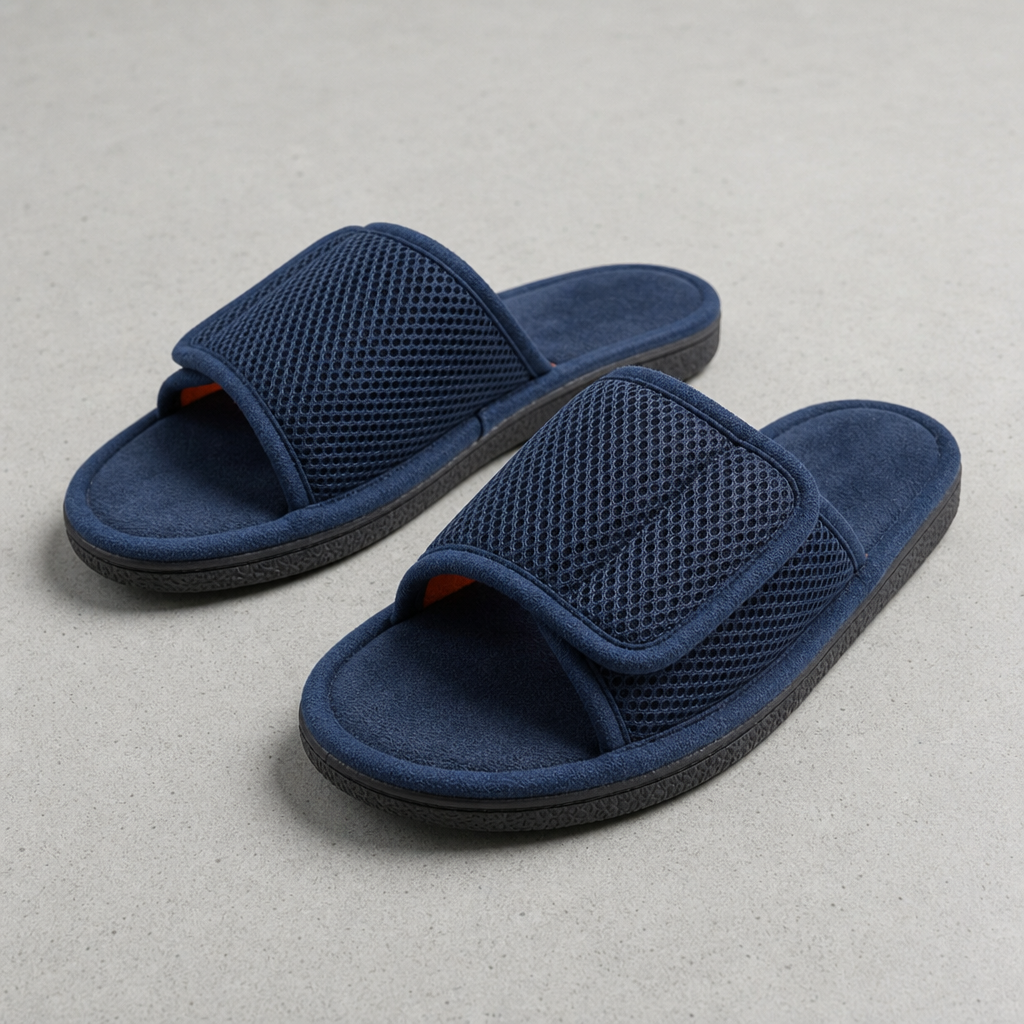 Kalymnos Adjustable Mesh Slide Slippers in Navy