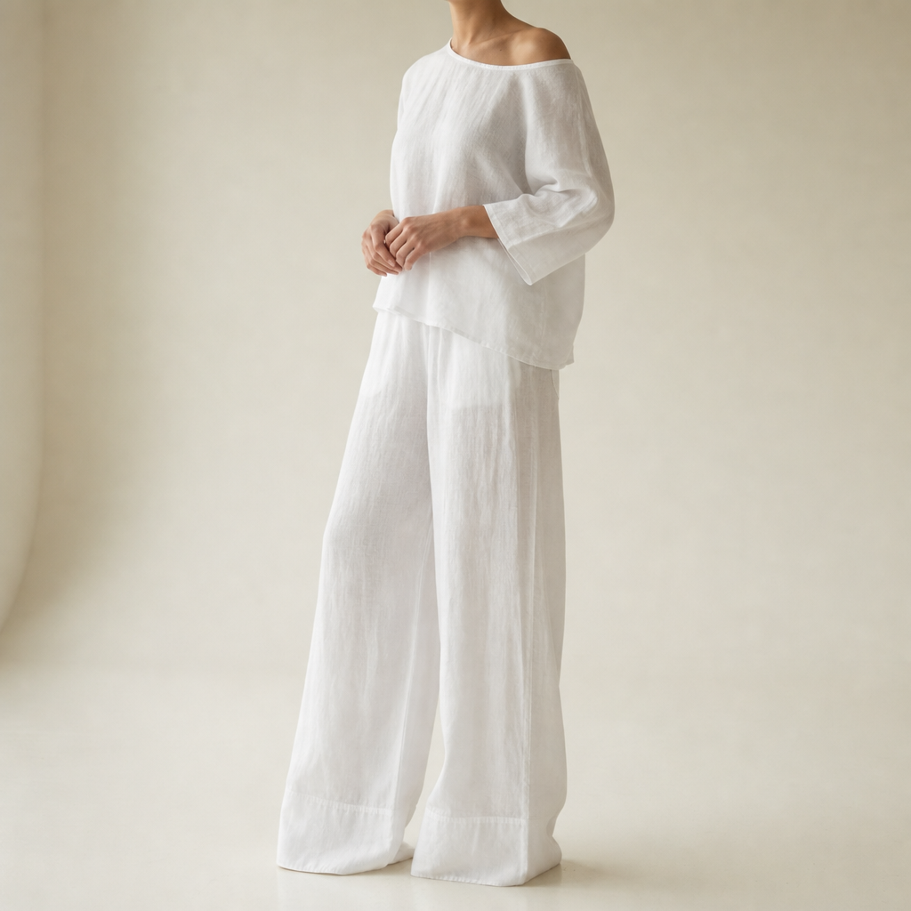 Skyros Linen Relaxed Matching Set in White