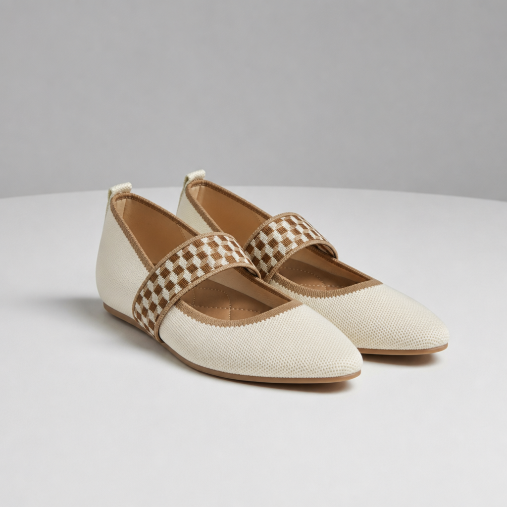 Sanremo Knit Mary Jane Flats in Beige