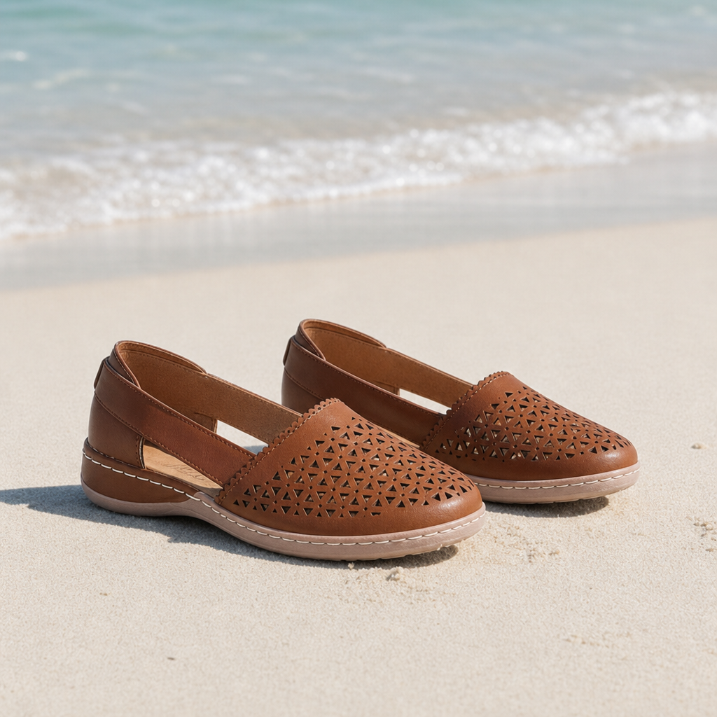 Montalcino Orthopedic Cutout Slip-On Flats in Brown