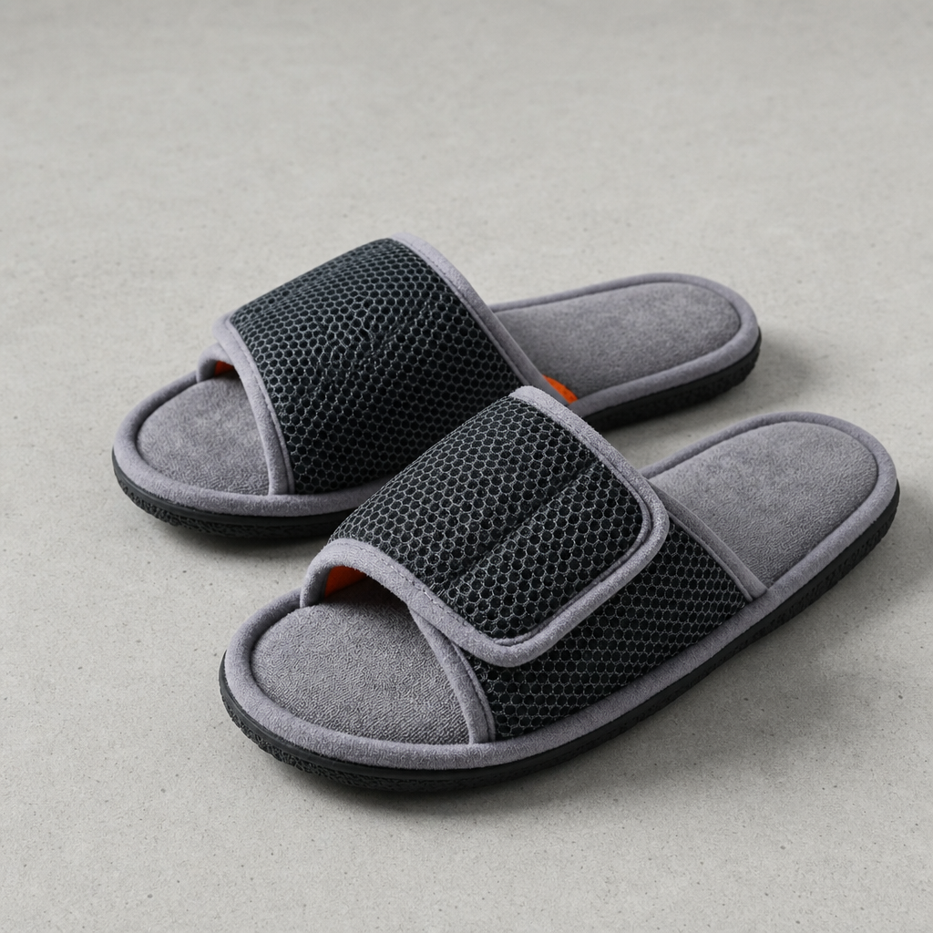 Kalymnos Adjustable Mesh Slide Slippers in Gray