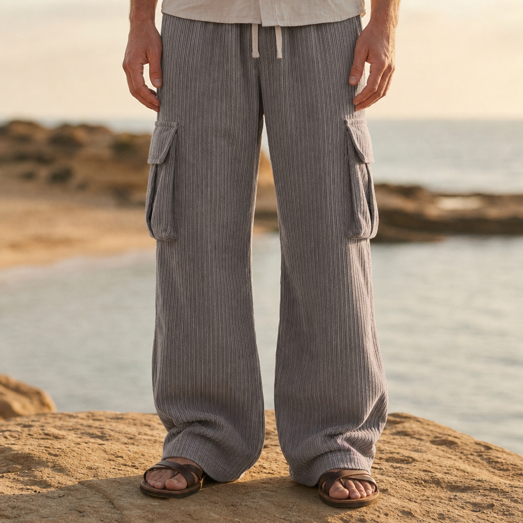 Sifnos Corduroy Cargo Pants in Gray