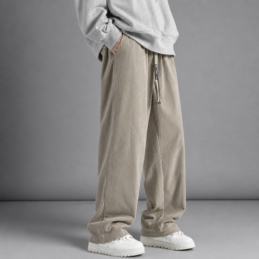Marvao Wide Leg Corduroy Pants in Light Taupe