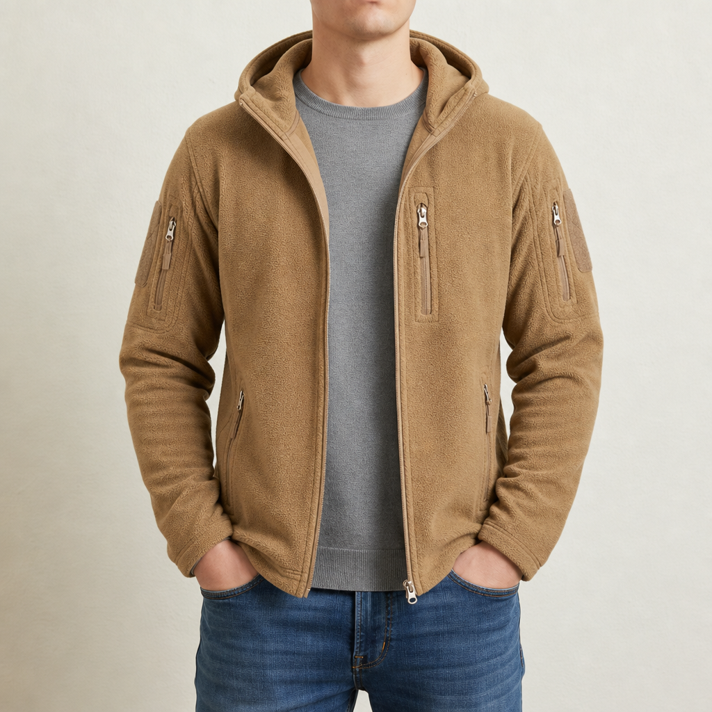 Tinos Tactical Fleece Hoodie Jacket in Coyote Brown