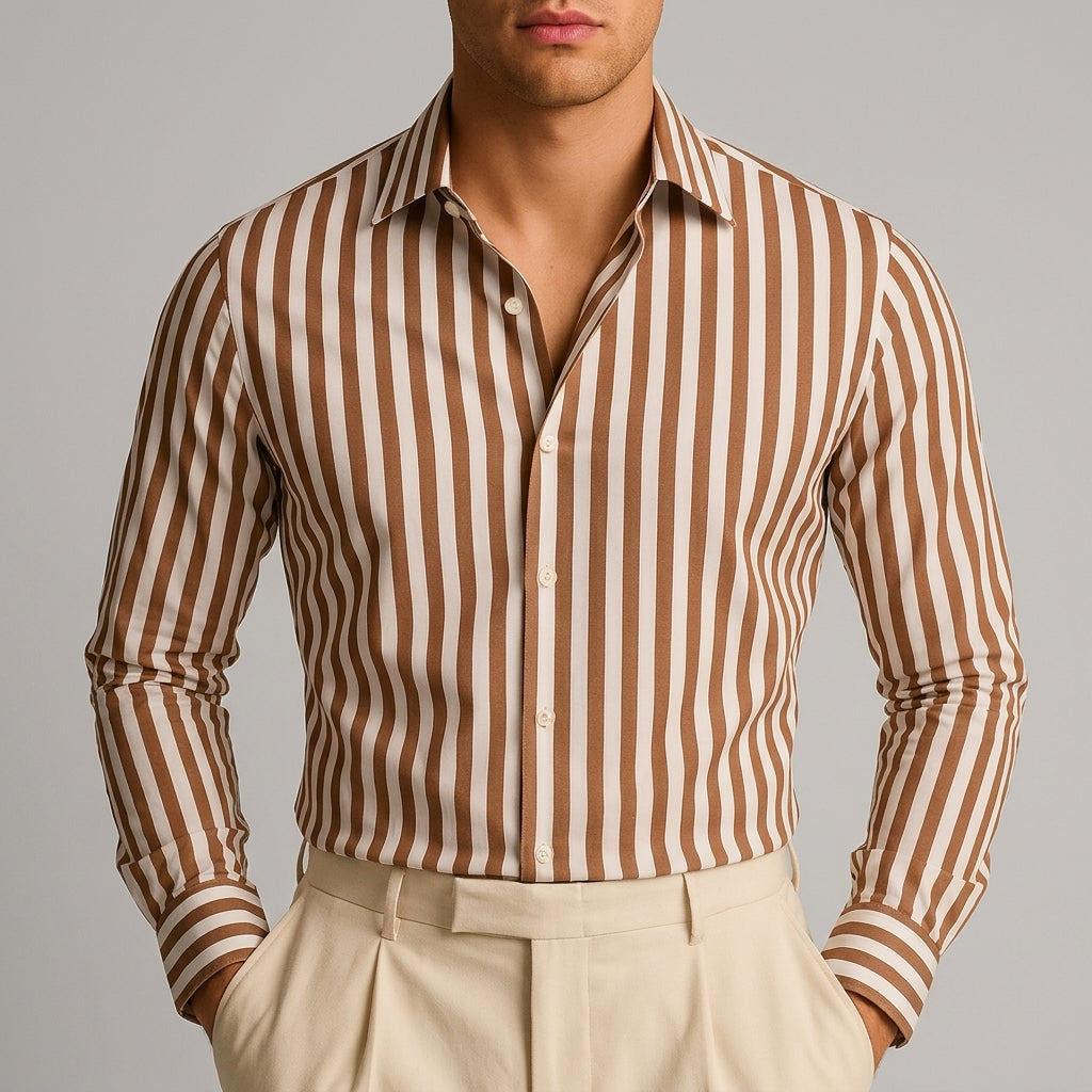 Brown & White Stripe