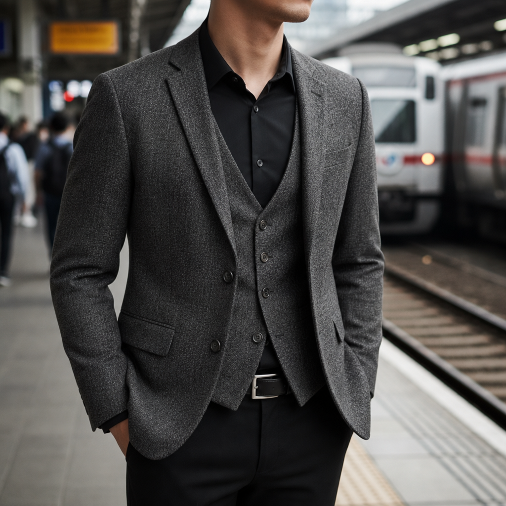Assisi Slim Fit Blazer in Dark Grey