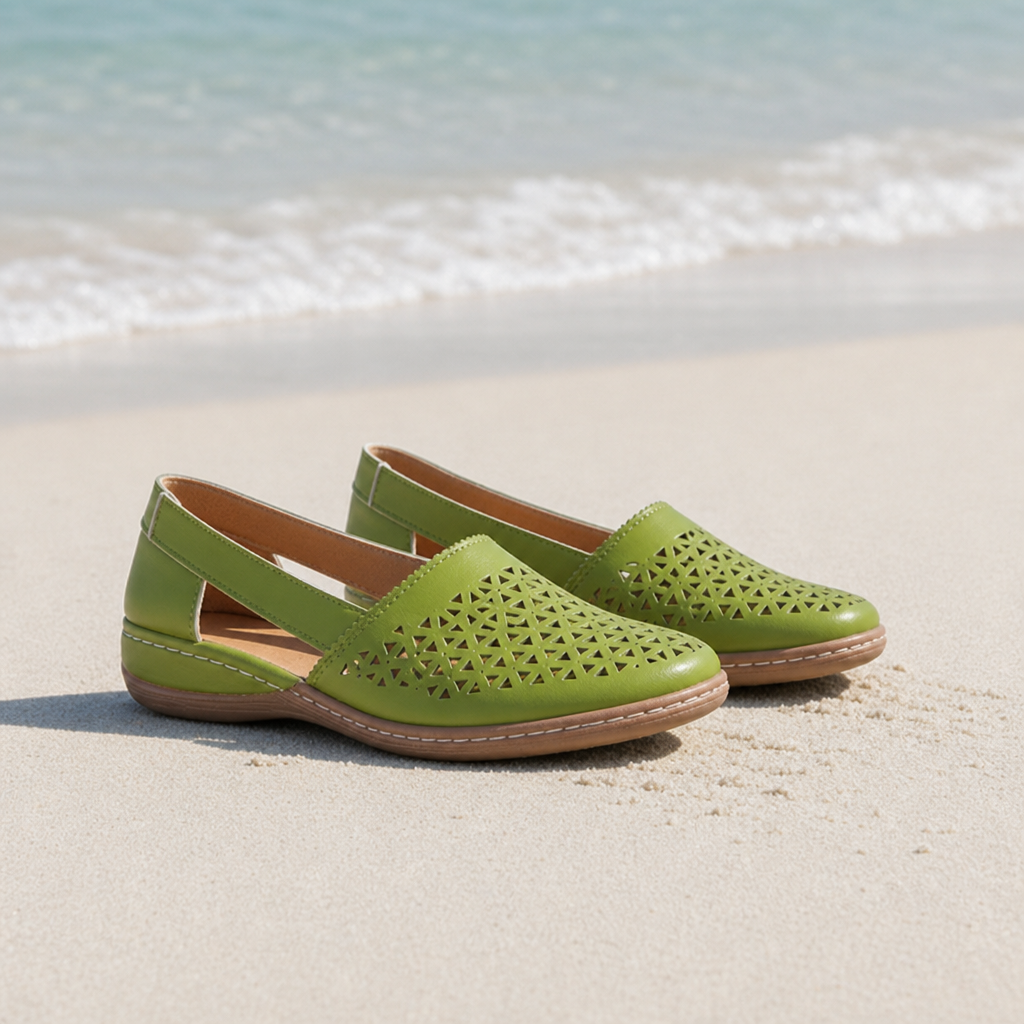 Montalcino Orthopedic Cutout Slip-On Flats in Green