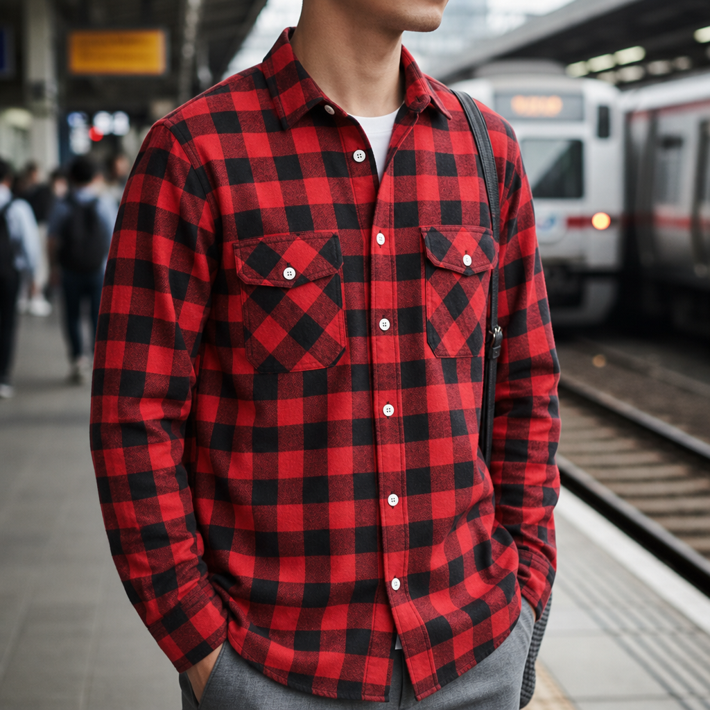 Meteora Plaid Flannel Shirt in Red