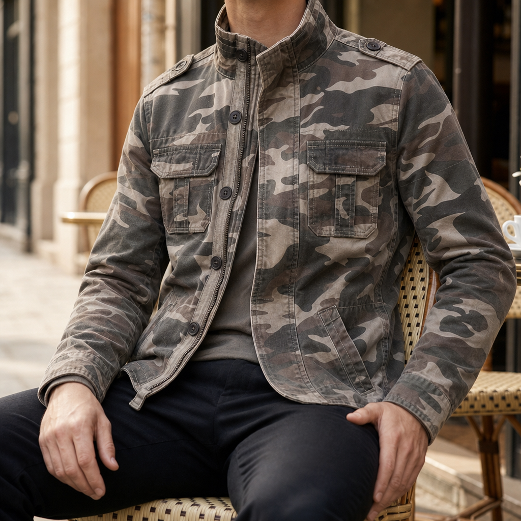 Syros Military Field Jacket in Sand Camo