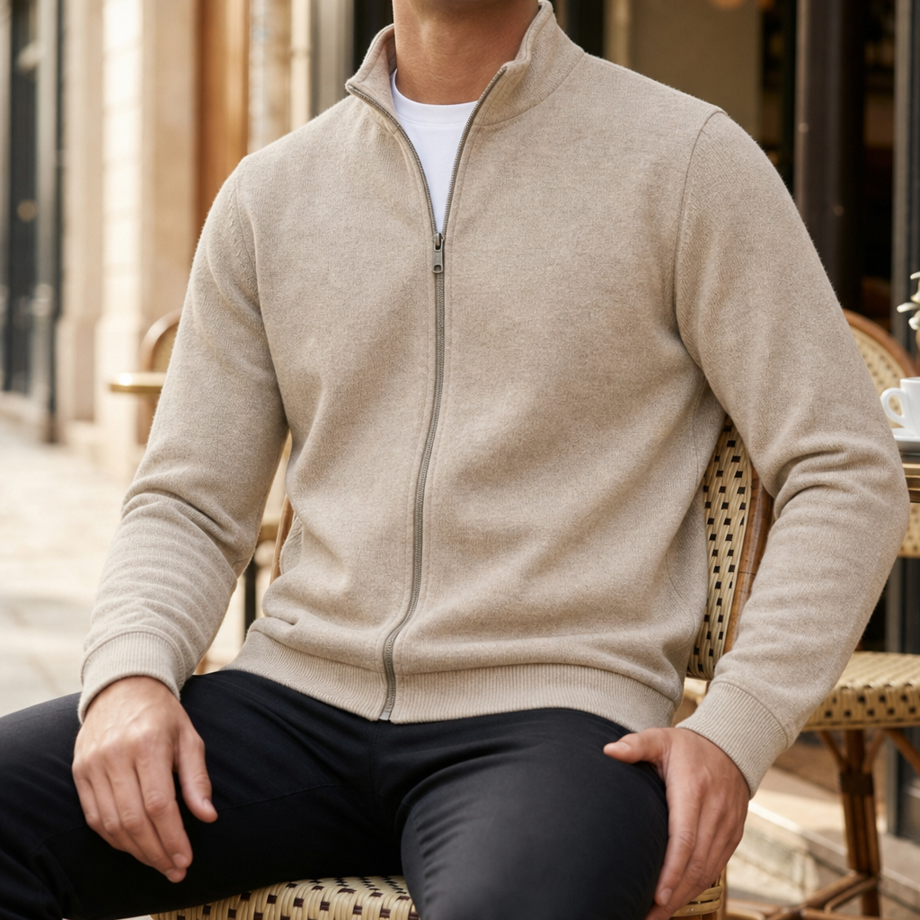 Sperlonga Full-Zip Fleece Jacket in Beige