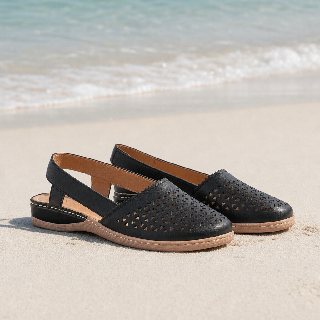 Montalcino Orthopedic Cutout Slip-On Flats in Black