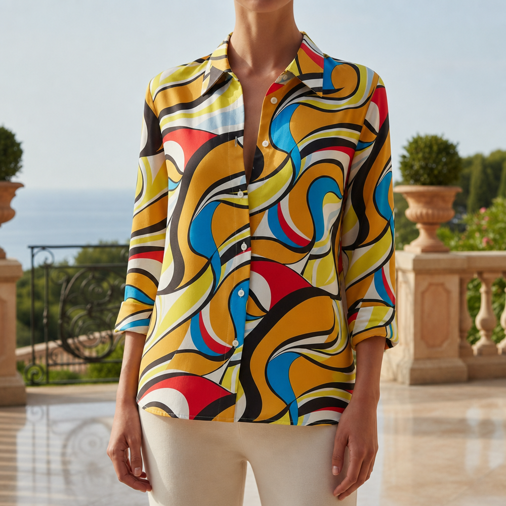 Cadaques Geometric Print Blouse in Multi