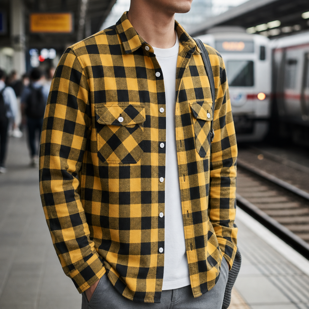 Meteora Plaid Flannel Shirt in Yellow