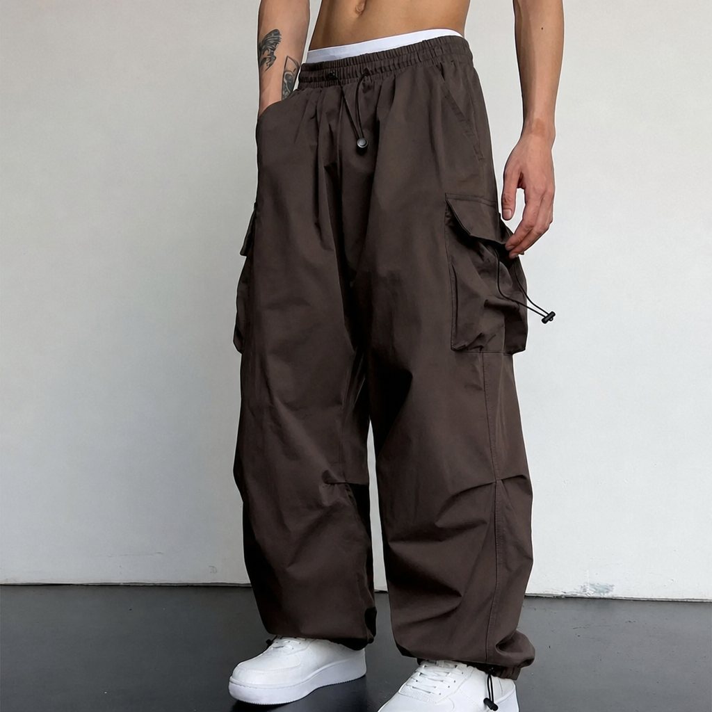 Lefkada Wide Leg Cargo Pants in Brown