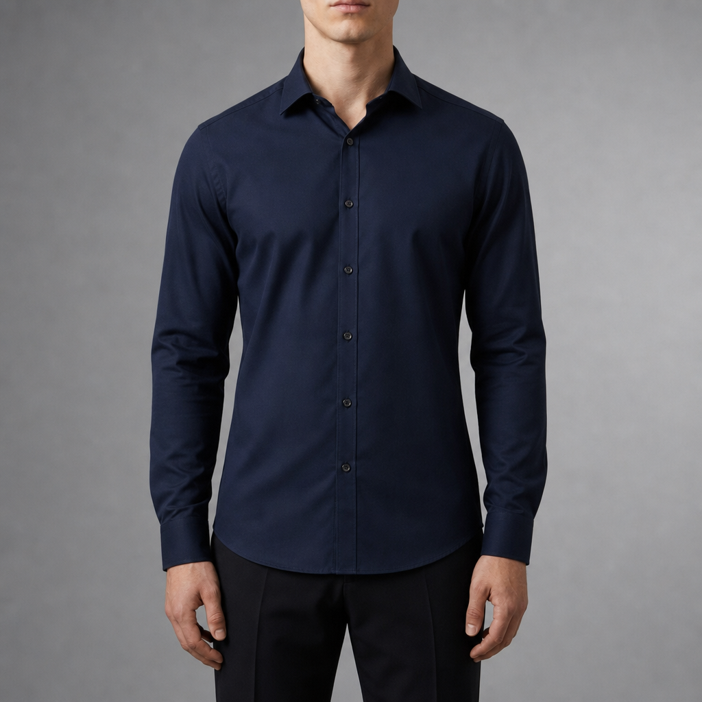 Cefalu Slim Fit Dress Shirt in Navy Blue