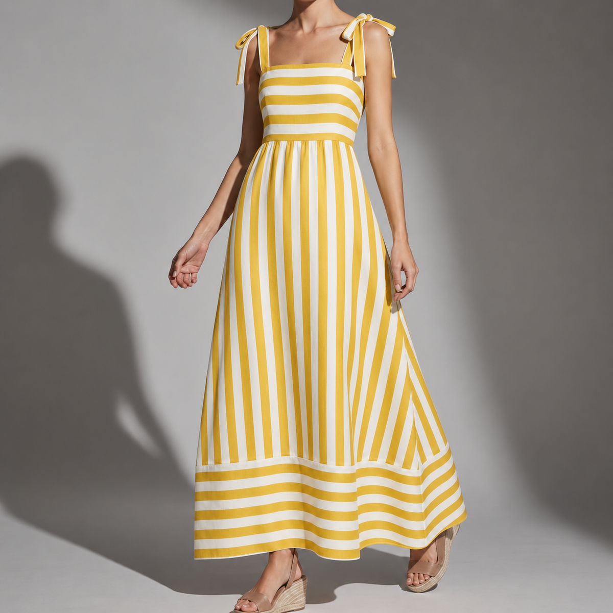 Nisyros Striped Tie-Strap Maxi Dress