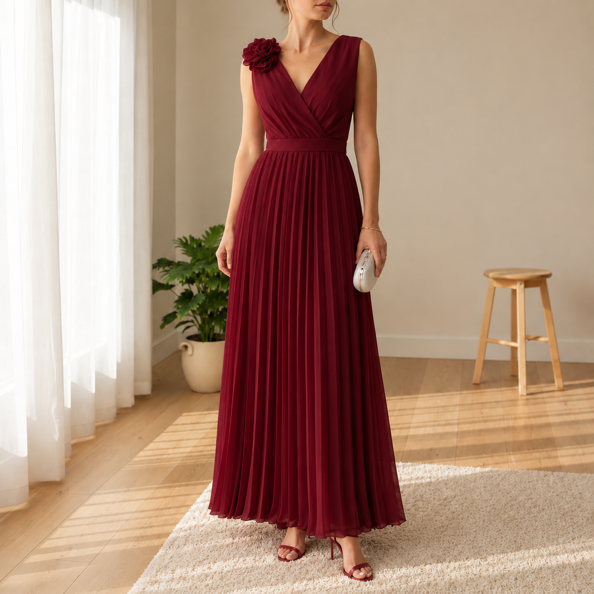 Carvoeiro Pleated Floral Maxi Gown