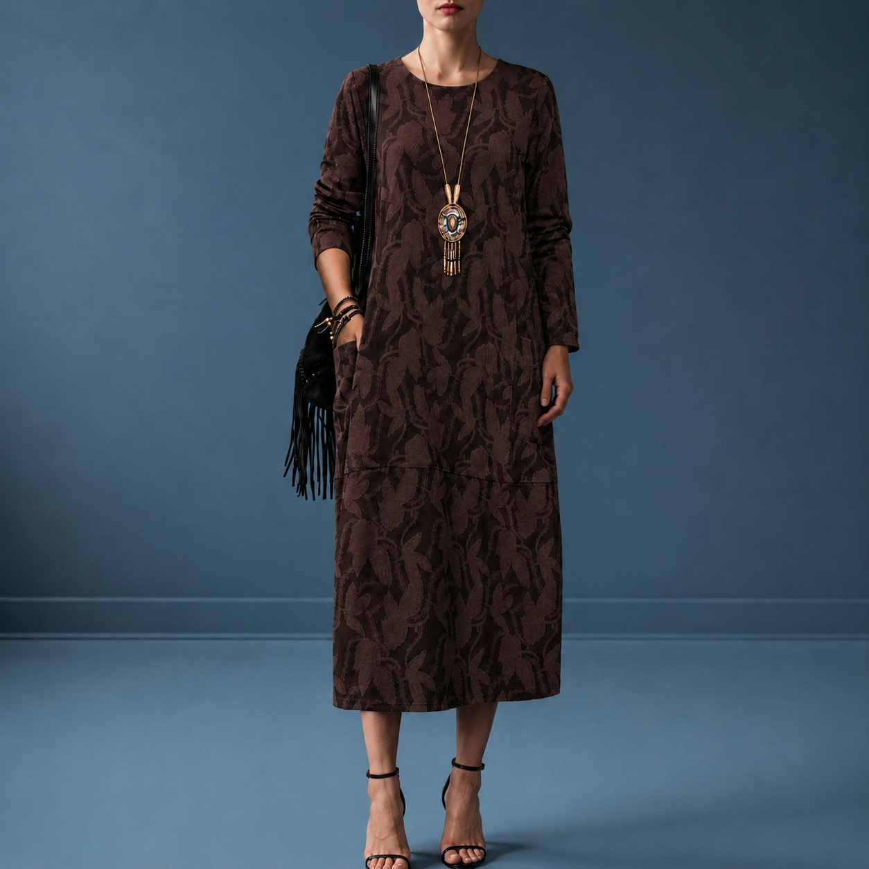 Marenzo Maya's Jacquard Midi Dress