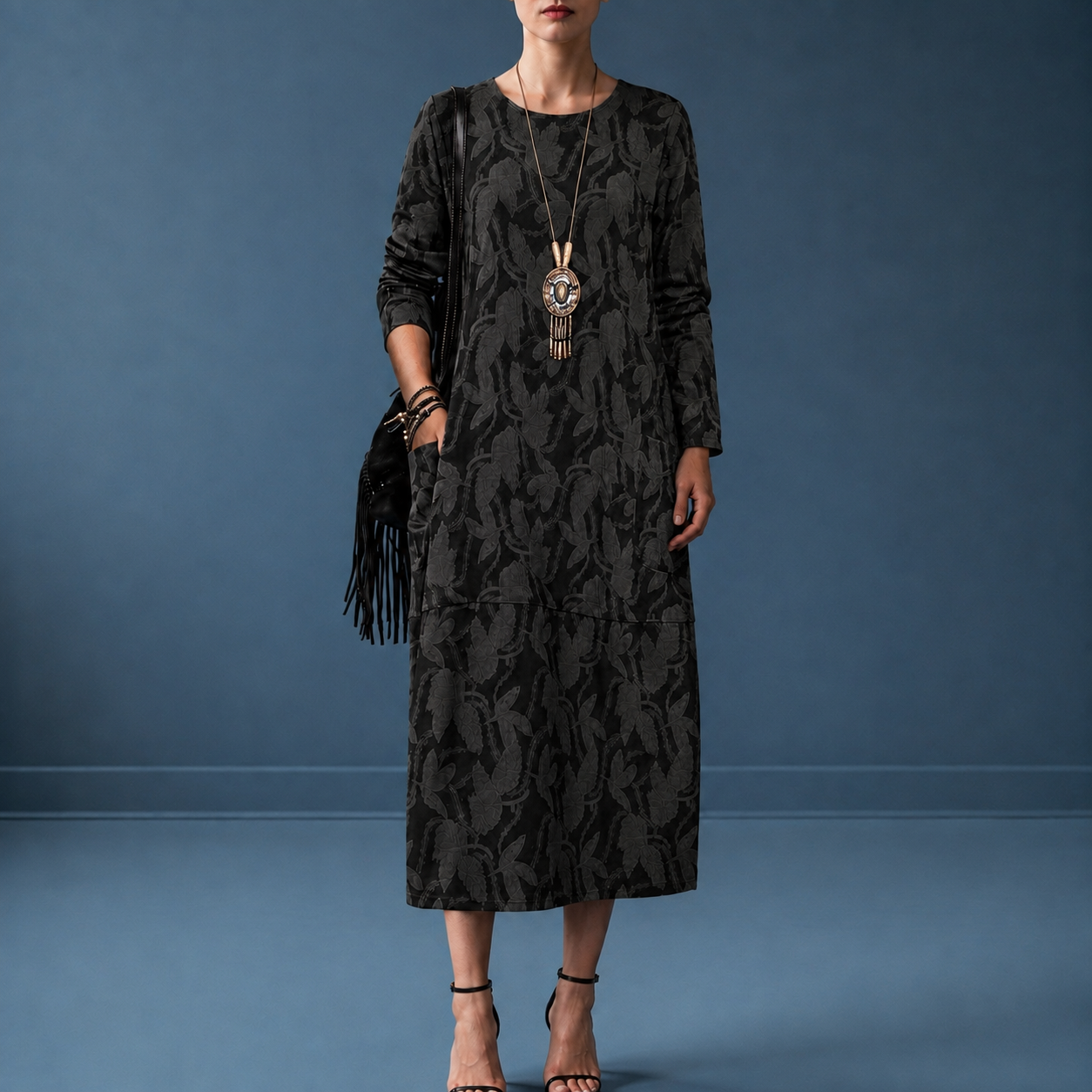 Marenzo Maya's Jacquard Midi Dress