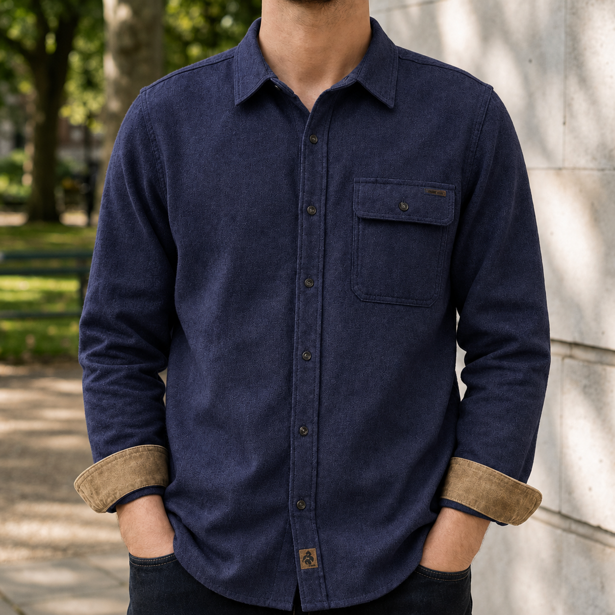 Kea Corduroy Trim Flannel Shirt