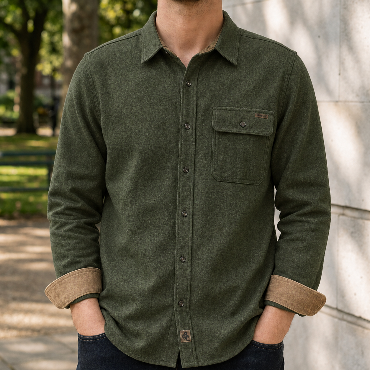 Kea Corduroy Trim Flannel Shirt