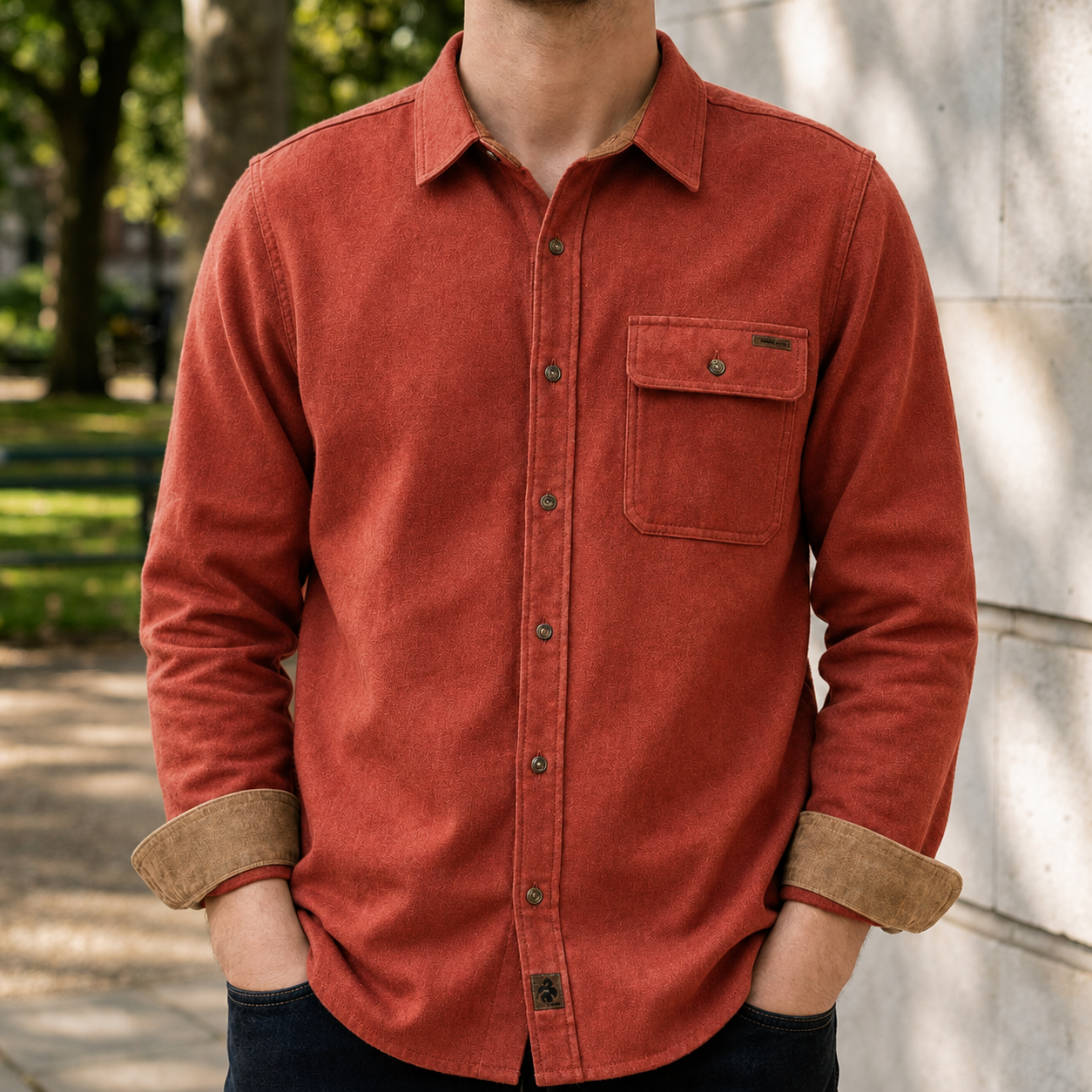 Kea Corduroy Trim Flannel Shirt