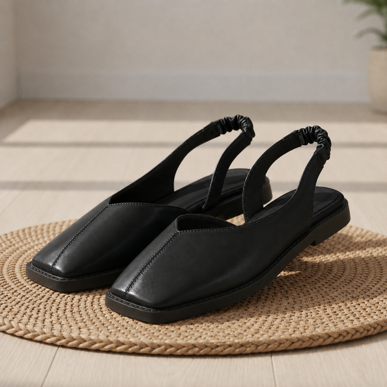 Narbonne Square Toe Slingback Flats