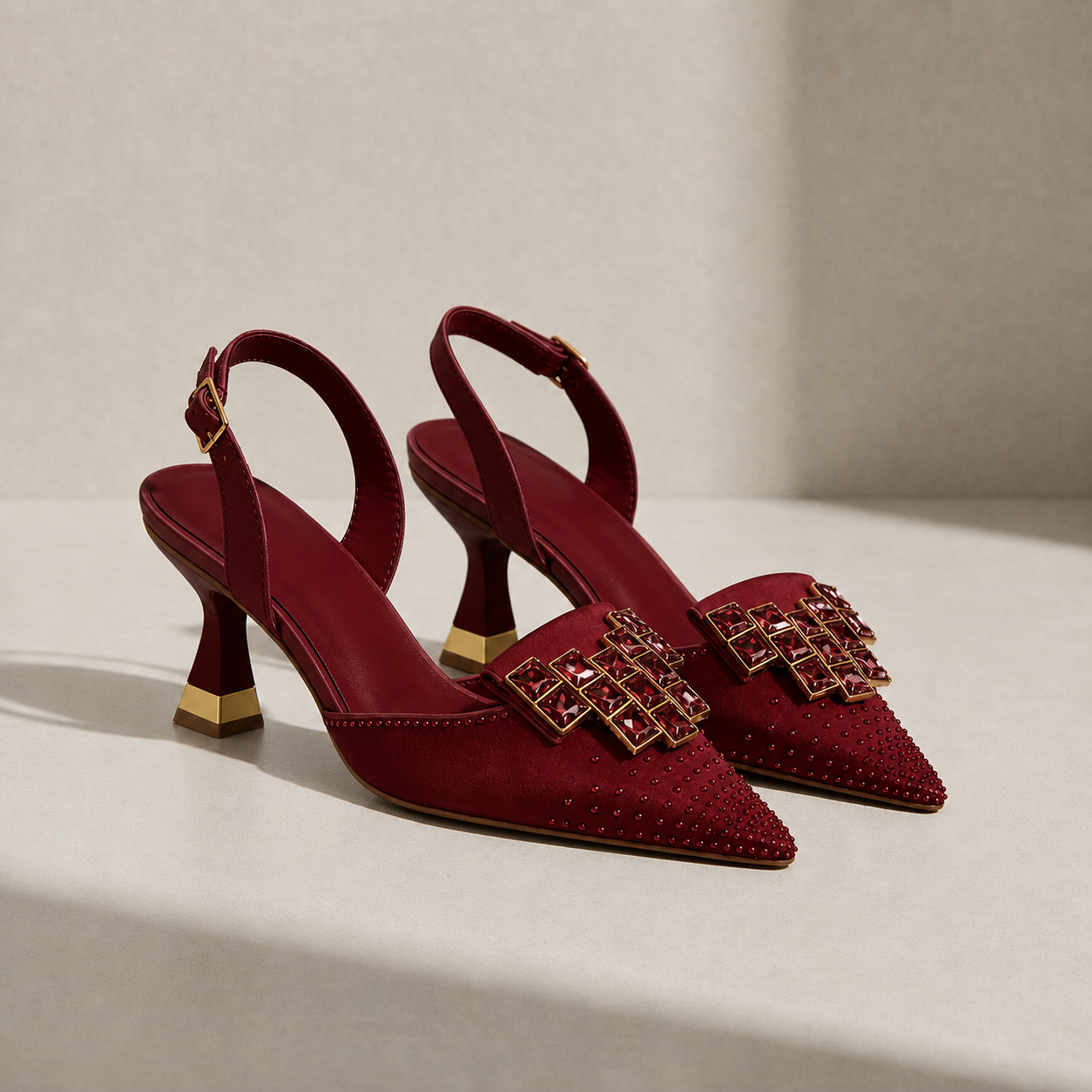 Ston Crystal Gem Slingback Heels