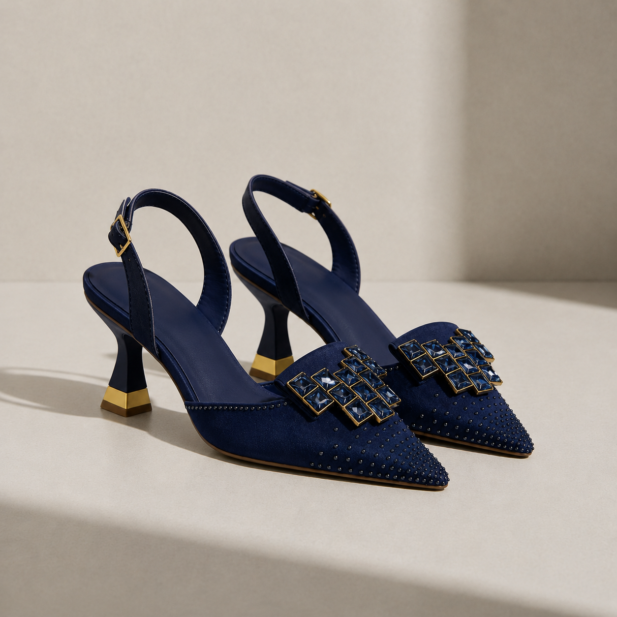 Ston Crystal Gem Slingback Heels