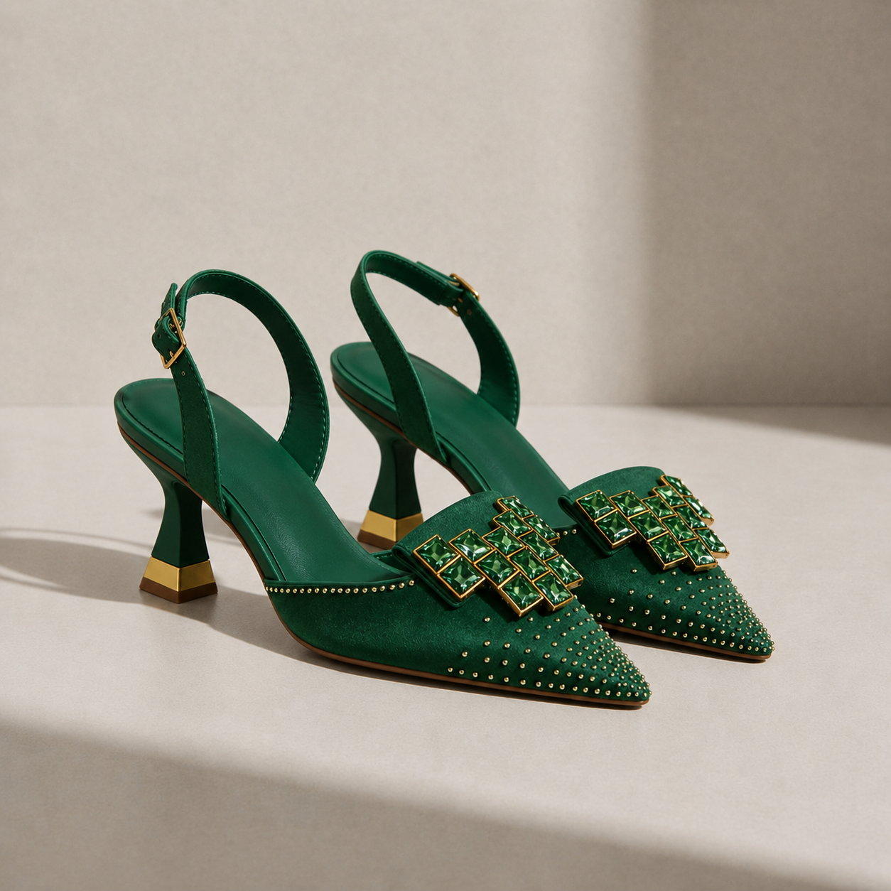 Ston Crystal Gem Slingback Heels
