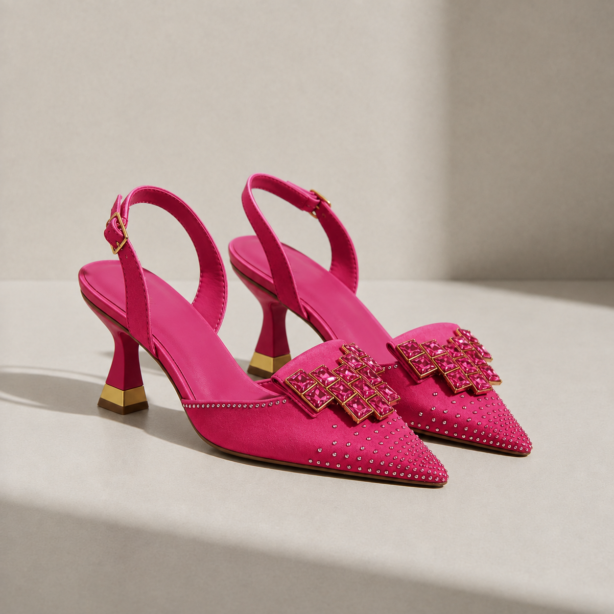 Ston Crystal Gem Slingback Heels