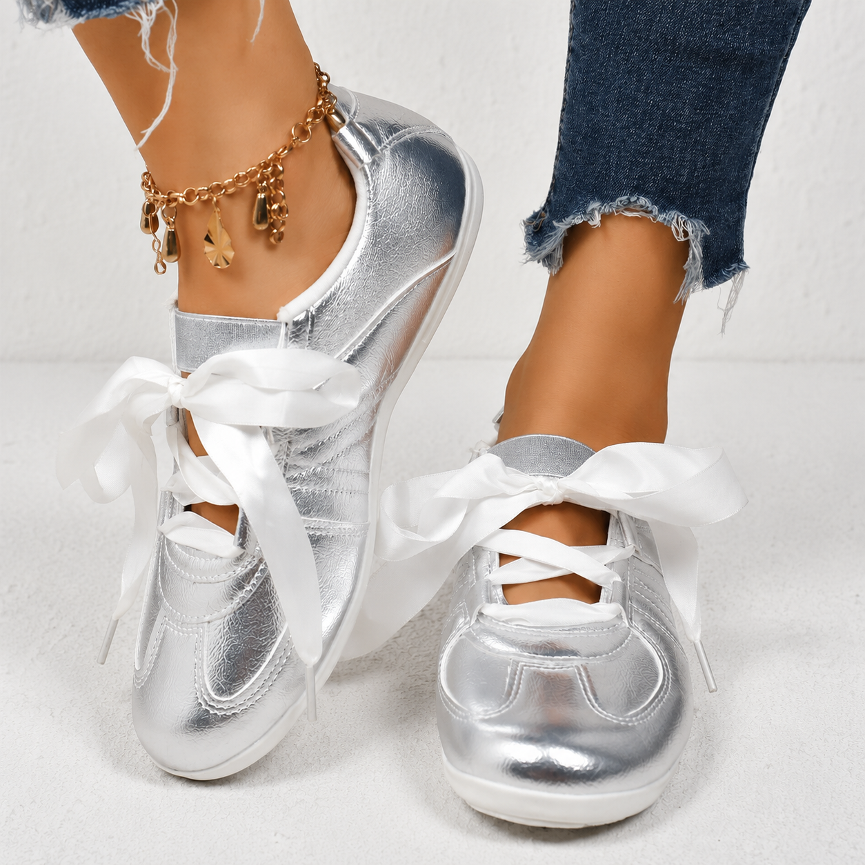 Menerbes Metallic Ribbon Sneakers