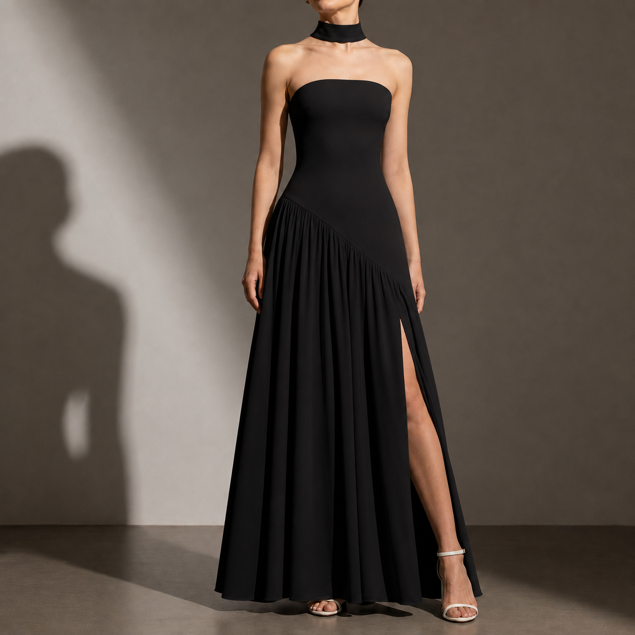 Leros Strapless Slit Maxi Dress
