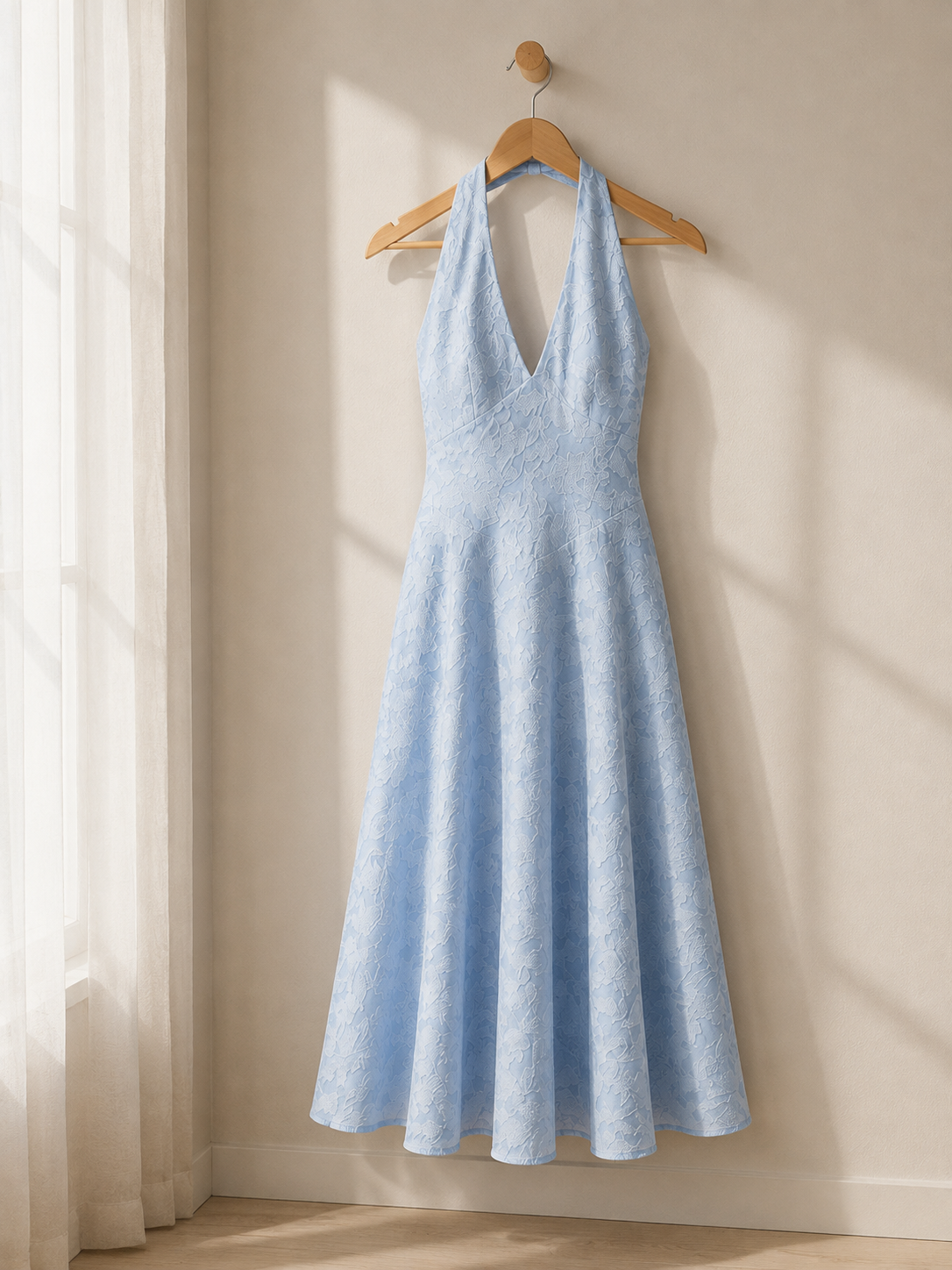 Volterra Jacquard Halter Midi Dress