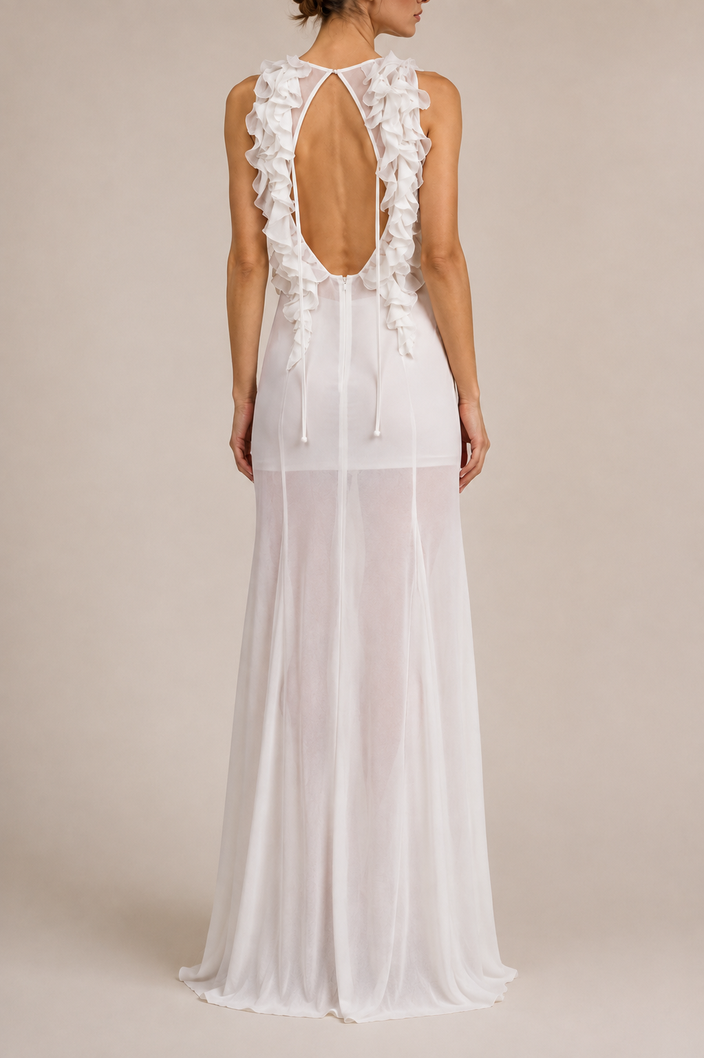 Viana Ruffle Mesh Maxi Dress