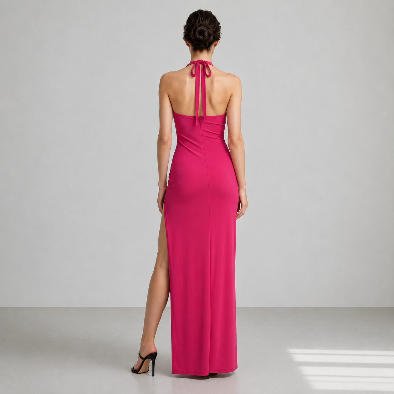 Rab Ruched Halter Maxi Dress