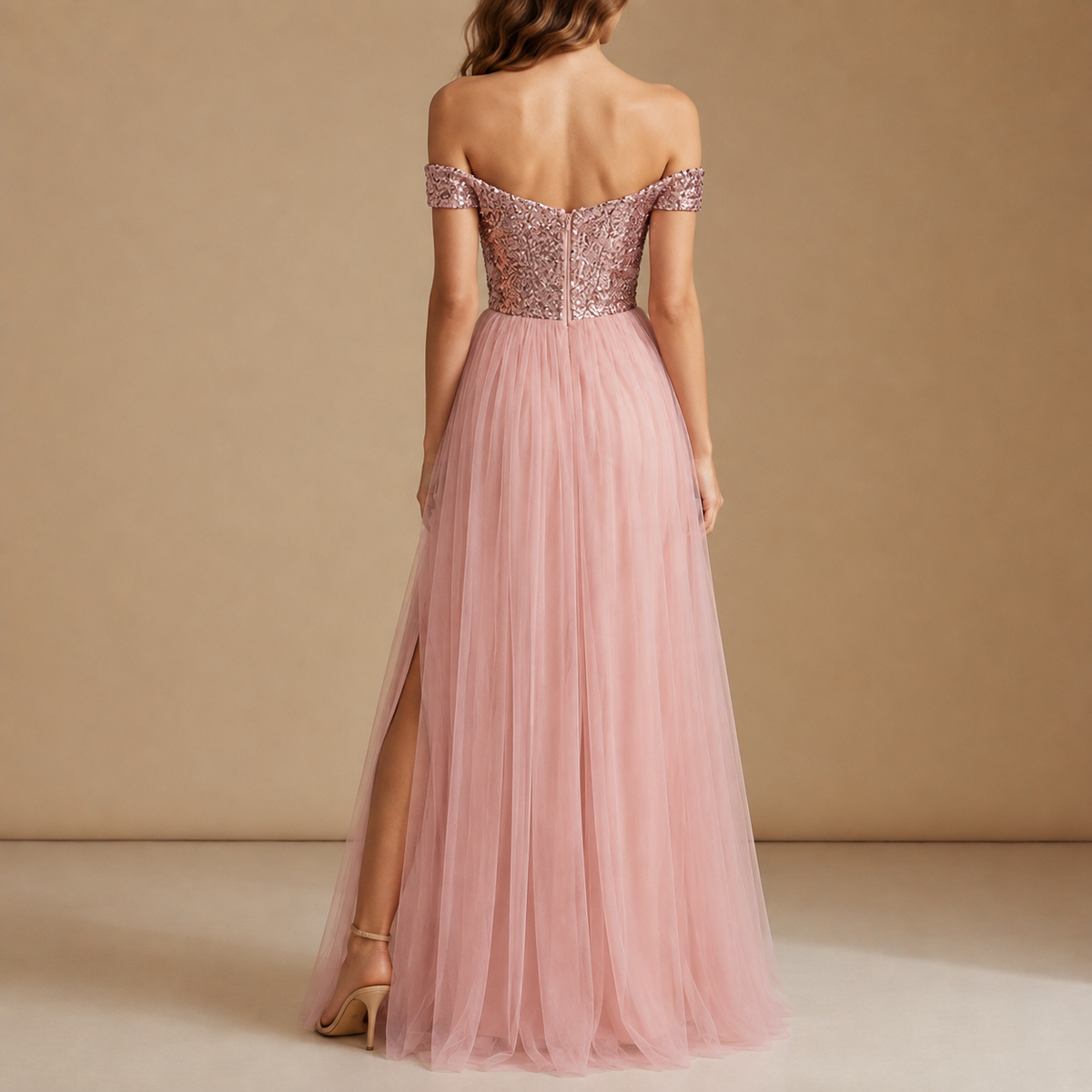Ronda Sequin Tulle Maxi Dress