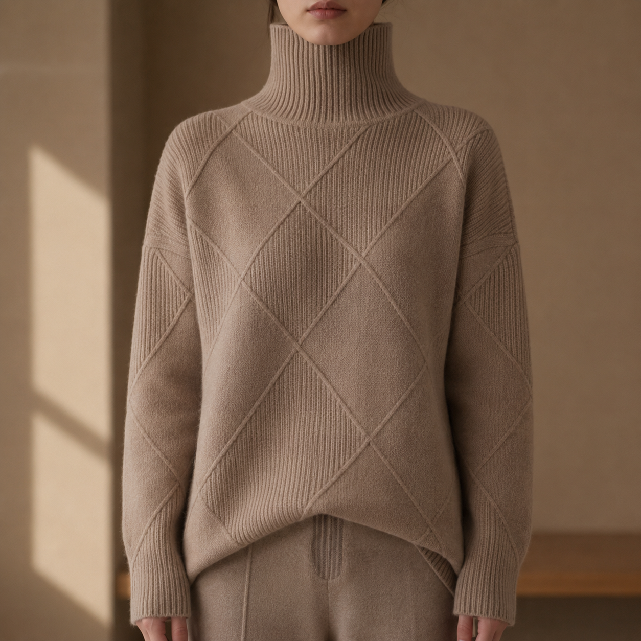 Biot Diamond Knit Turtleneck Sweater