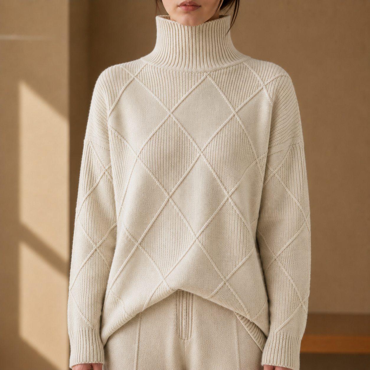 Biot Diamond Knit Turtleneck Sweater