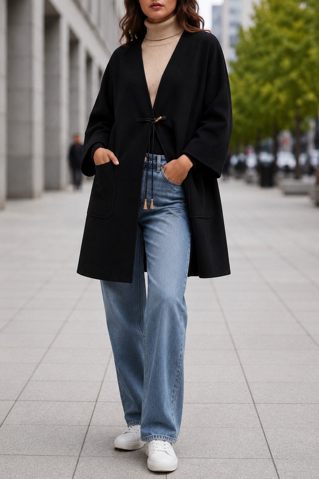 Sitges Belted Wool Cape Coat