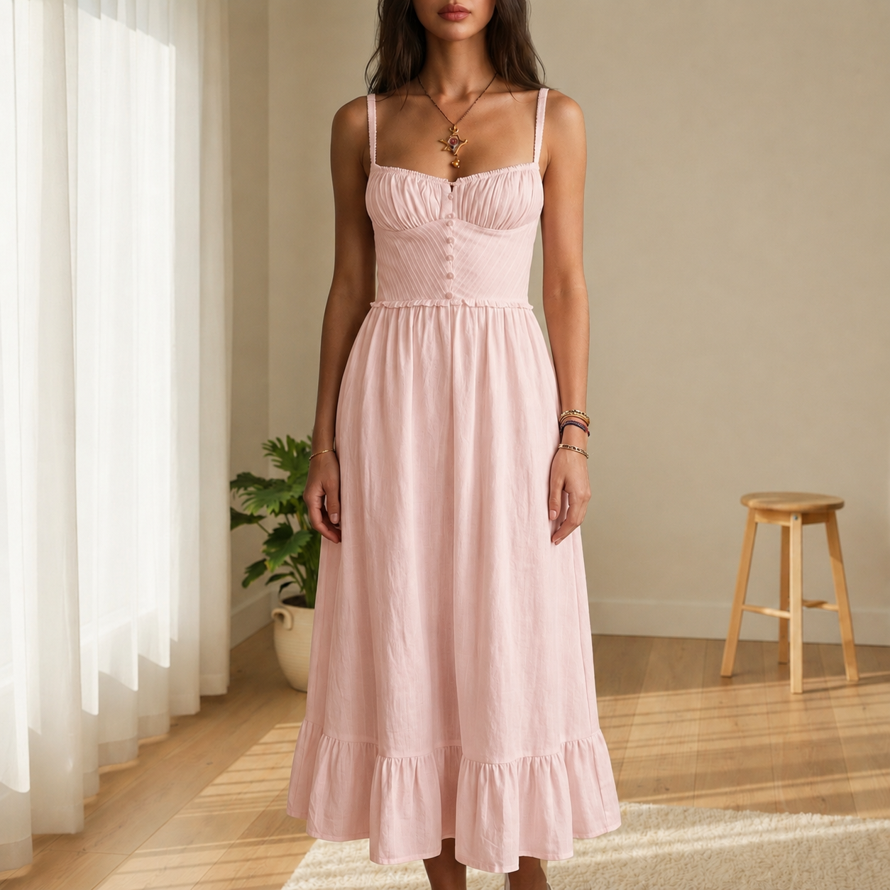 Leros Ruffle Hem Cami Dress