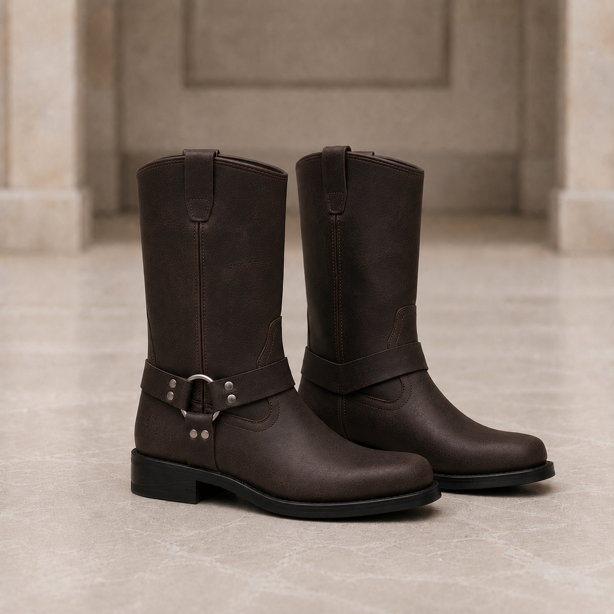 Matera Leather Harness Boots