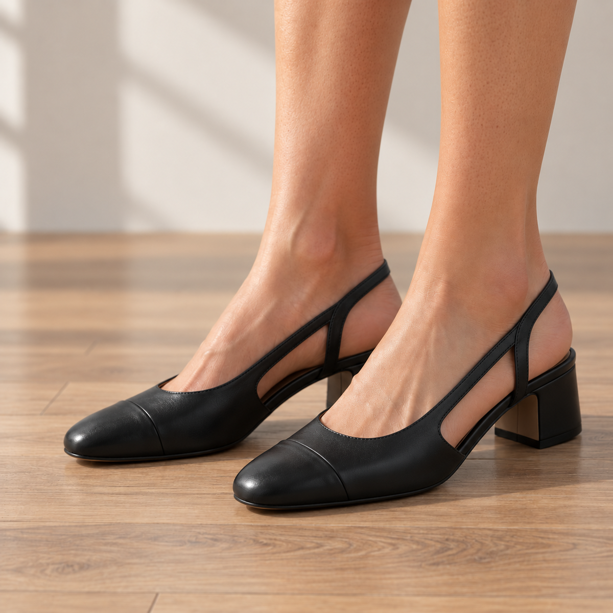 Sibenik Leather Slingback Block Heels