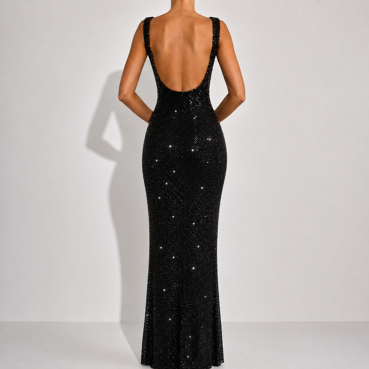 Montepulciano Backless Sequin Evening Gown